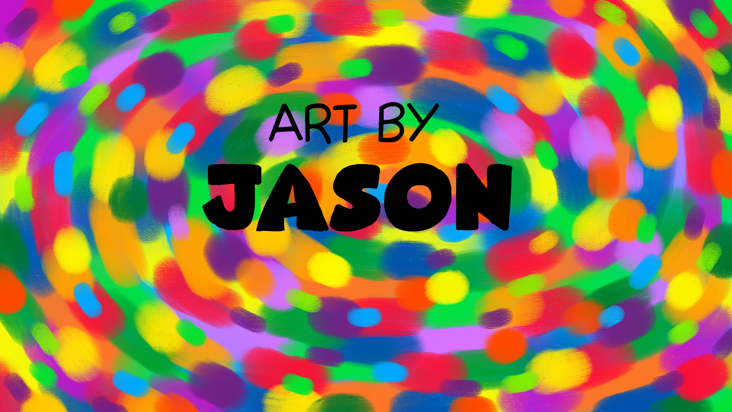 Swirling concentric rings of rainbow colors — red, orange, yellow, green, blue, pink, purple — blur and blend into each other in a vivid spiral pattern; energetic, psychedelic, and abstract.