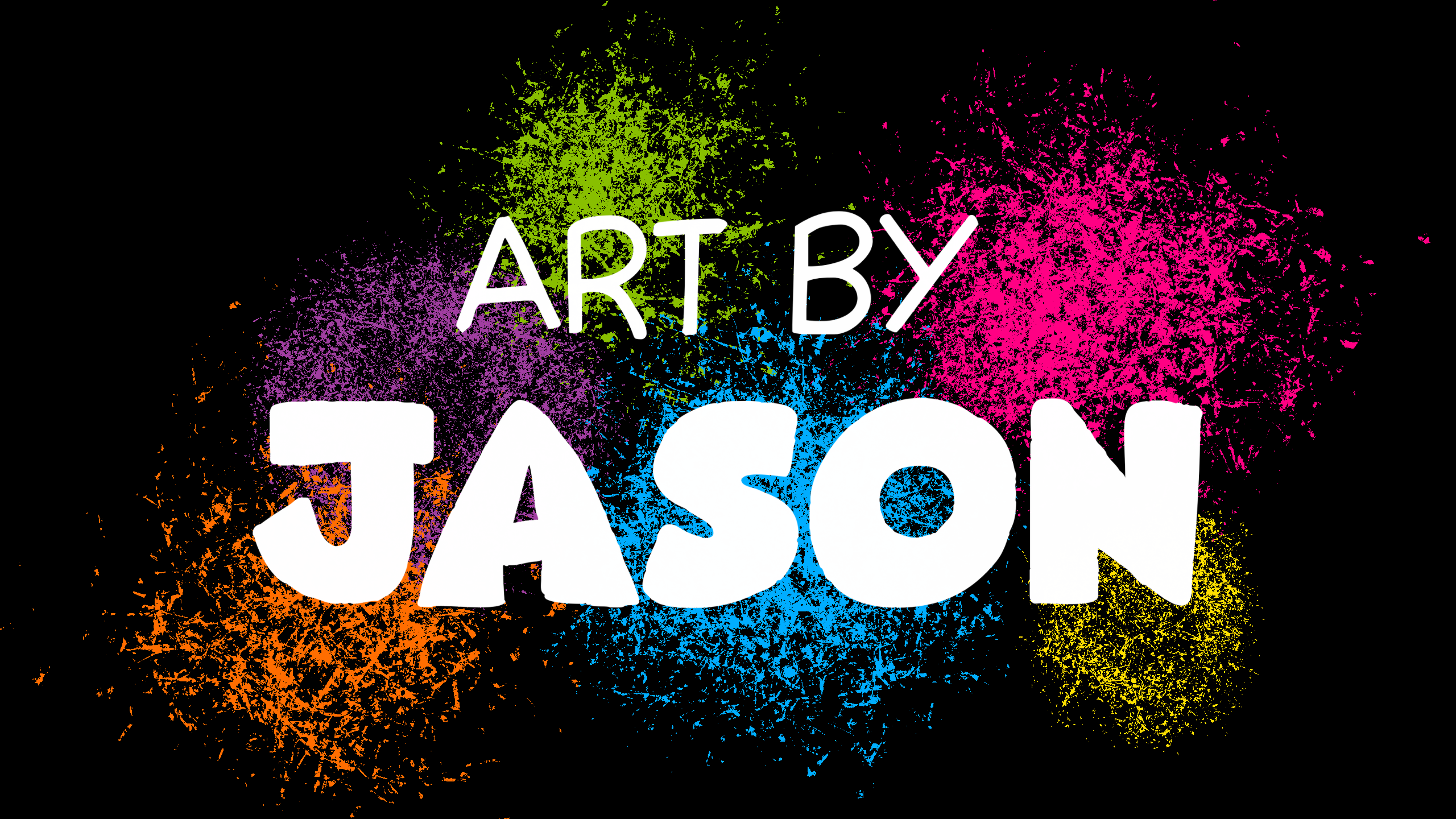 Explosions of neon paint in green, pink, orange, blue, and yellow burst across a solid black background; energetic and graphic, like a paint-splatter poster.